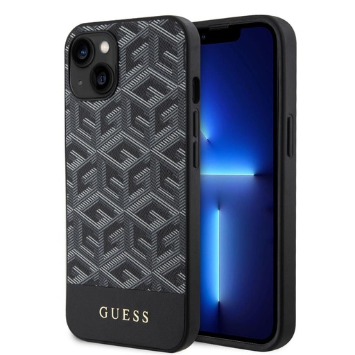 Apple iPhone 15 Guess PU G Cube MagSafe tok (Fekete) - GUHMP15SHGCFSEK