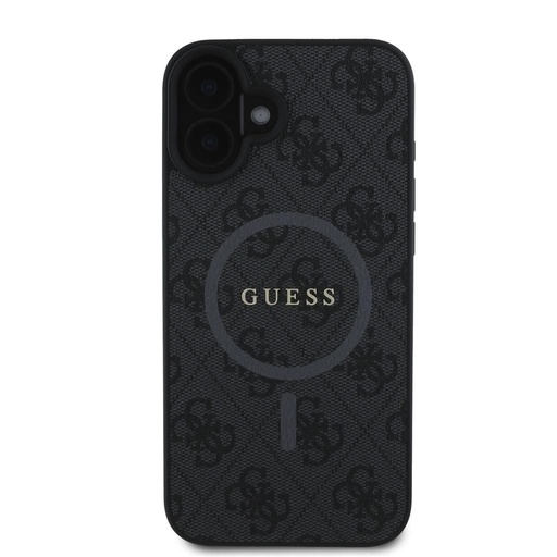 Apple iPhone 16 Guess PU Leather 4G Colored Ring MagSafe tok (Fekete) - GUHMP16SG4GFRK