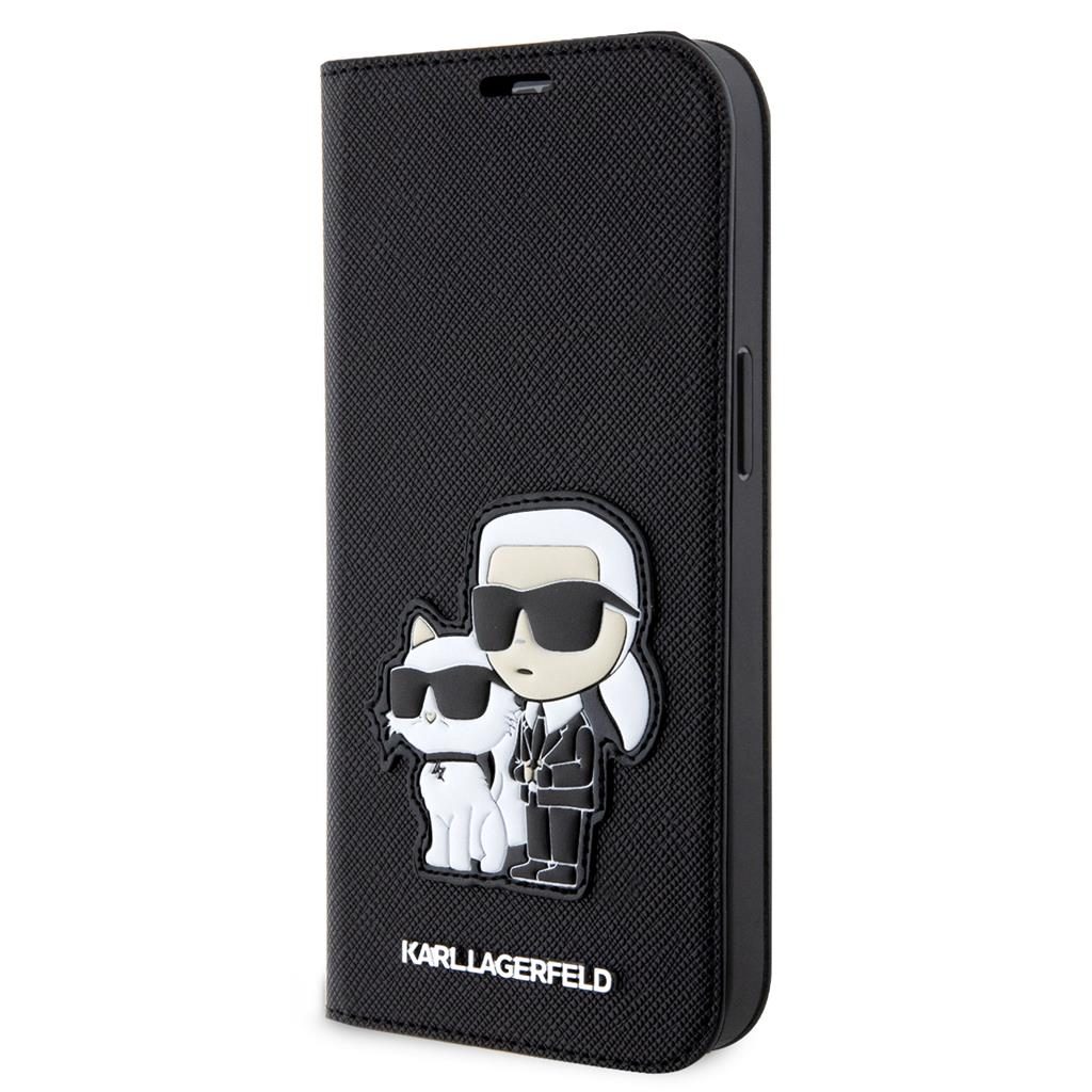 Apple iPhone 14 Karl Lagerfeld PU Saffiano Karl and Choupette NFT Book tok (Fekete) – KLBKP14SSANKCPK