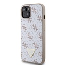 Apple iPhone 15 Guess PU Leather 4G Triangle Metal Logo tok (Fehér) - GUHCP15SPG4GPH
