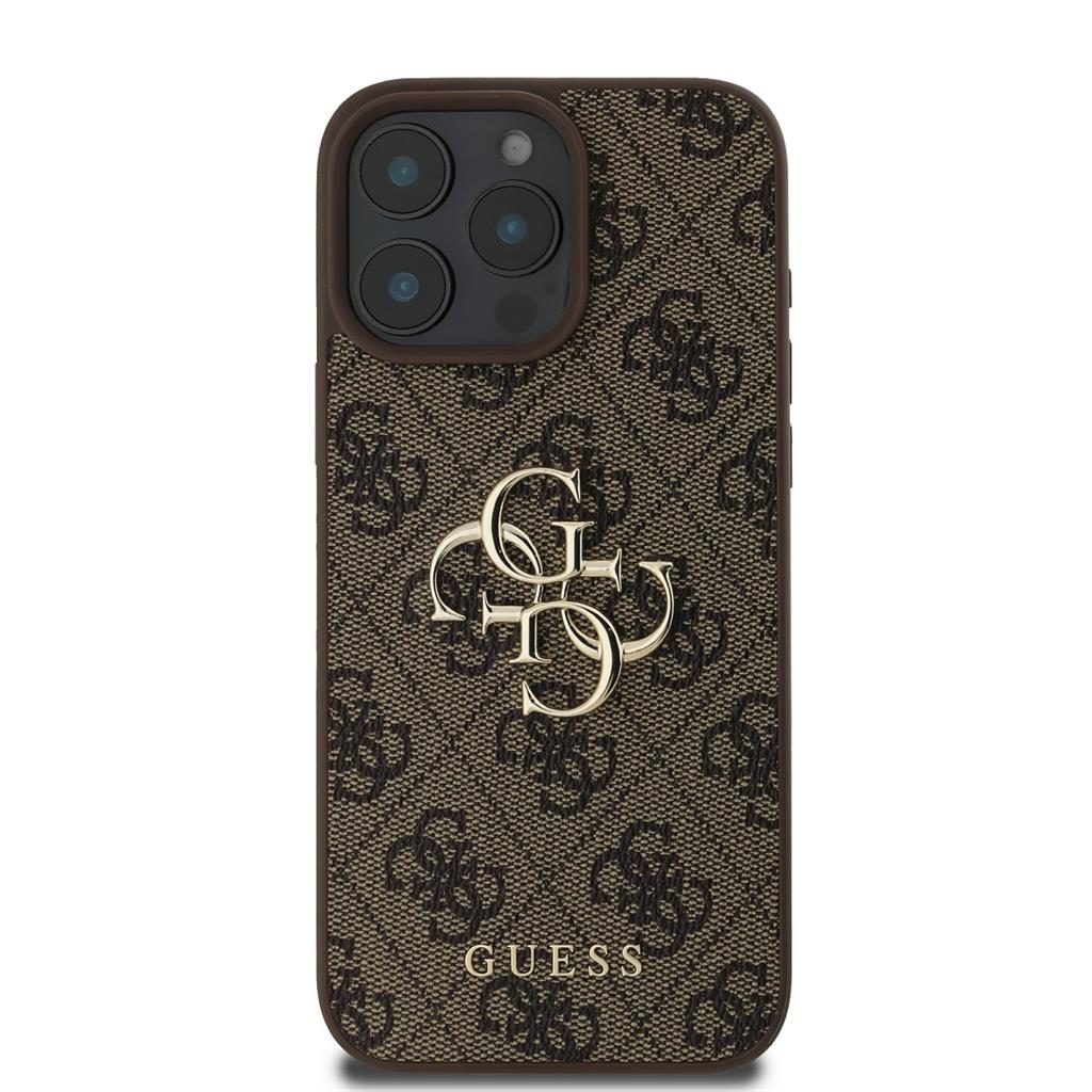 Apple iPhone 16 Pro Max Guess PU 4G Metal Logo tok (Barna) - GUHCP16X4GMGBR