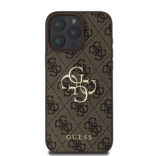 Apple iPhone 16 Pro Max Guess PU 4G Metal Logo tok (Barna) - GUHCP16X4GMGBR