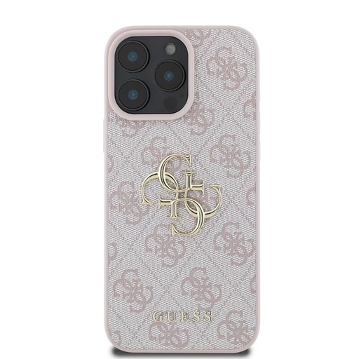 Apple iPhone 16 Pro Max Guess PU 4G Metal Logo tok (Rózsaszín) - GUHCP16X4GMGPI