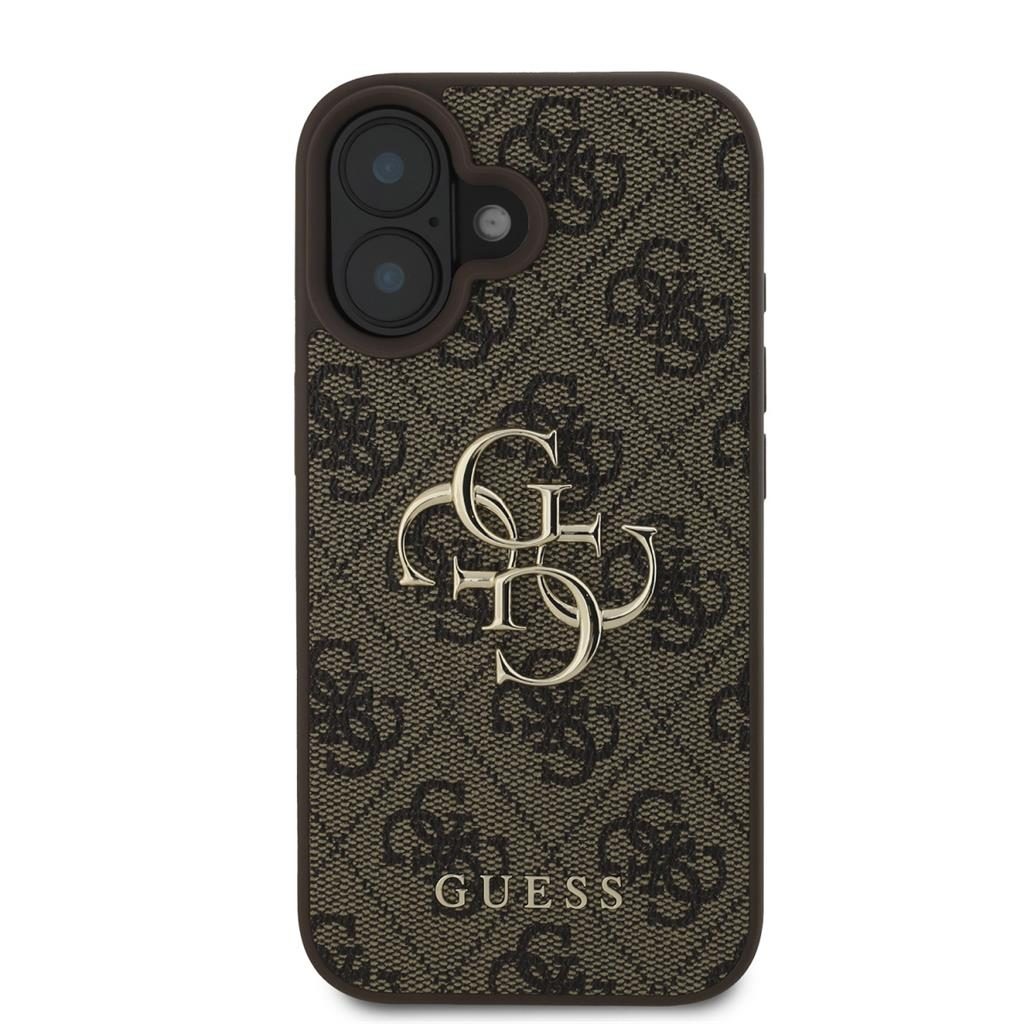 Apple iPhone 16 Guess PU 4G Metal Logo tok (Barna) - GUHCP16S4GMGBR