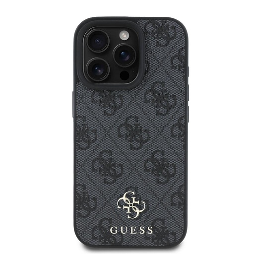 Apple iPhone 16 Pro Guess PU 4G Small Metal Logo MagSafe tok (Szürke) - GUHMP16LP4SM4MK