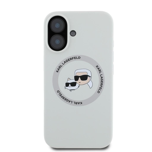 Apple iPhone 16 Karl Lagerfeld Liquid Silicone K&CH Heads MagSafe tok (Bézs) – KLHMP16SSKCHTCE
