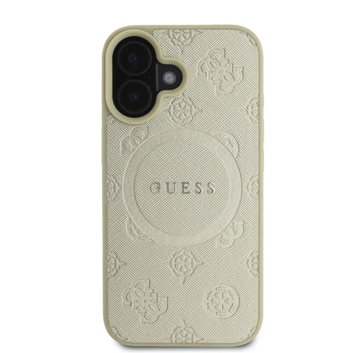 Apple iPhone 16 Guess Saffiano Peony Stamp MagSafe tok (Arany) - GUHMP16SPSAPSMED