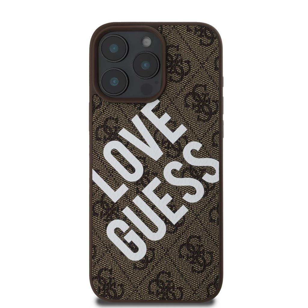 Apple iPhone 16 Pro Max Guess PU Leather 4G Big Love Logo MagSafe tok (Barna) - GUHMP16XP4PLGWW