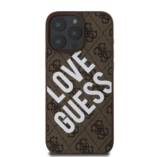 Apple iPhone 16 Pro Guess PU Leather 4G Big Love Logo MagSafe tok (Barna) - GUHMP16LP4PLGWW