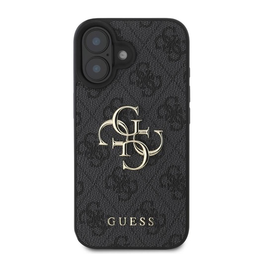 Apple iPhone 16 Guess PU 4G Metal Logo tok (Szürke) - GUHCP16S4GMGGR