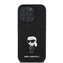 Apple iPhone 16 Pro Karl Lagerfeld Fixed Glitter Metal Ikonik tok (Fekete) – KLHCP16LGKNPSK