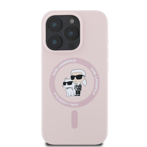 Apple iPhone 16 Pro Max Karl Lagerfeld Liquid Silicone Karl and Choupette MagSafe tok (Rózsaszín) – KLHMP16XSCMKCRHP