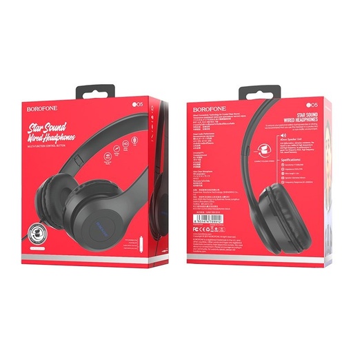 Borofone BO5 headset (jack 3,5mm), fekete