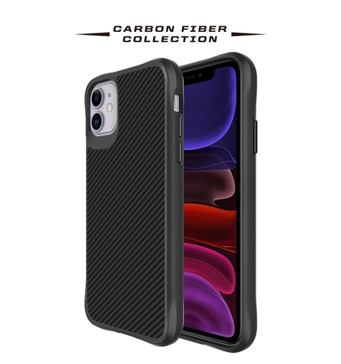 Apple iPhone 11 TOKO Carbon fiber hátlap tok (Fekete)