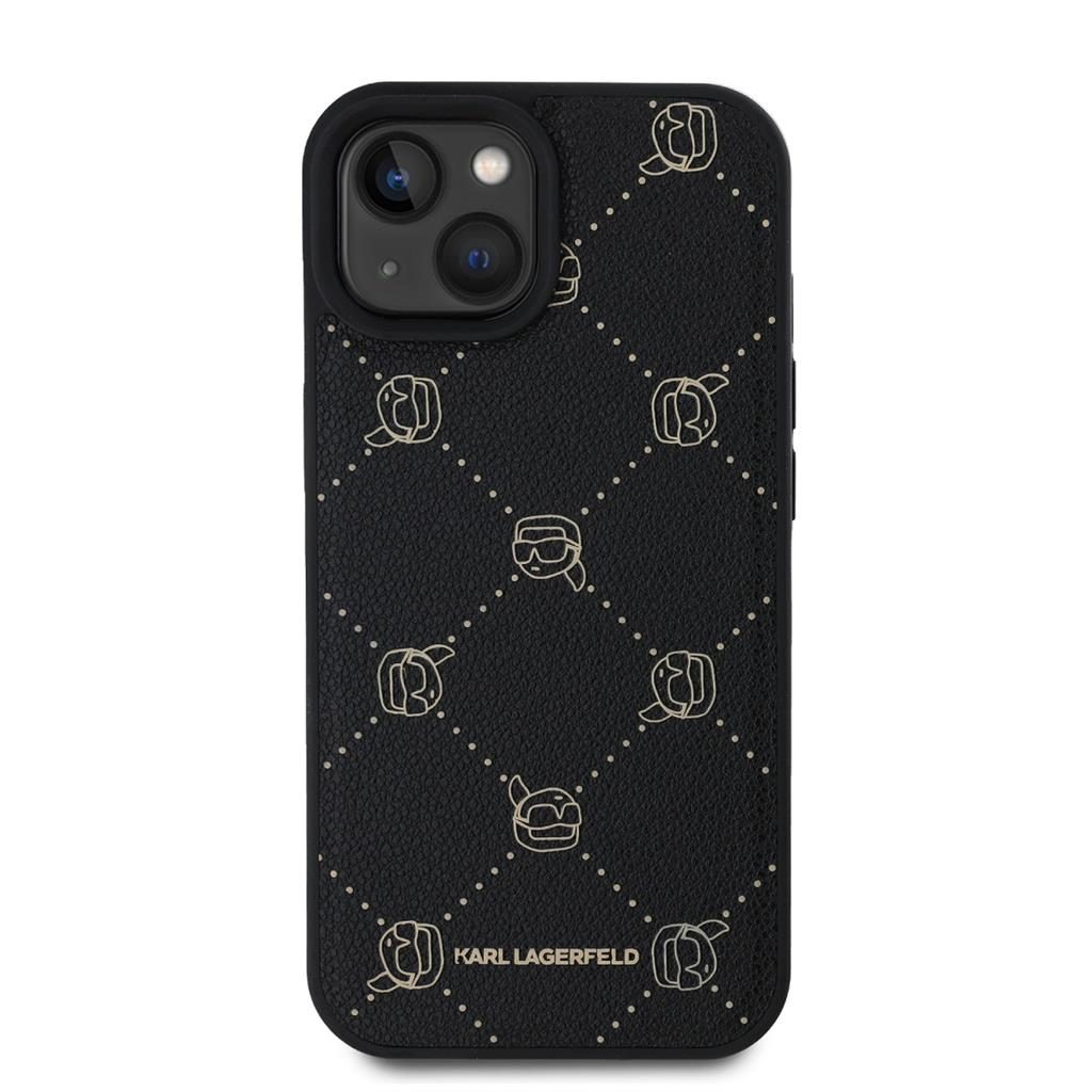 Apple iPhone 15 Karl Lagerfeld PU Karl Heads Pattern MagSafe tok (Fekete) – KLHMP15SPGKHPHK