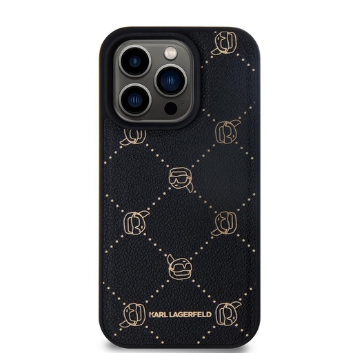 Apple iPhone 15 Pro Karl Lagerfeld PU Karl Heads Pattern MagSafe tok (Fekete) – KLHMP15LPGKHPHK