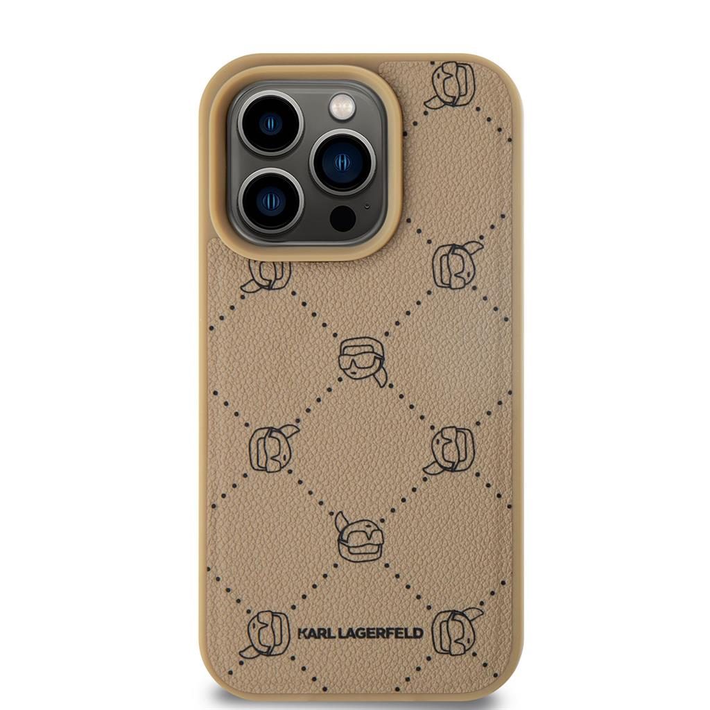 Apple iPhone 15 Pro Max Karl Lagerfeld PU Karl Heads Pattern MagSafe tok (Bézs) – KLHMP15XPGKHPHE