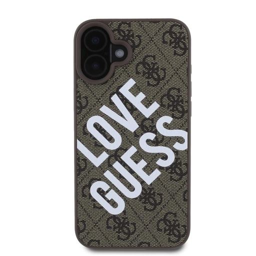 Apple iPhone 16 Guess PU Leather 4G Big Love Logo MagSafe tok (Barna) - GUHMP16SP4PLGWW