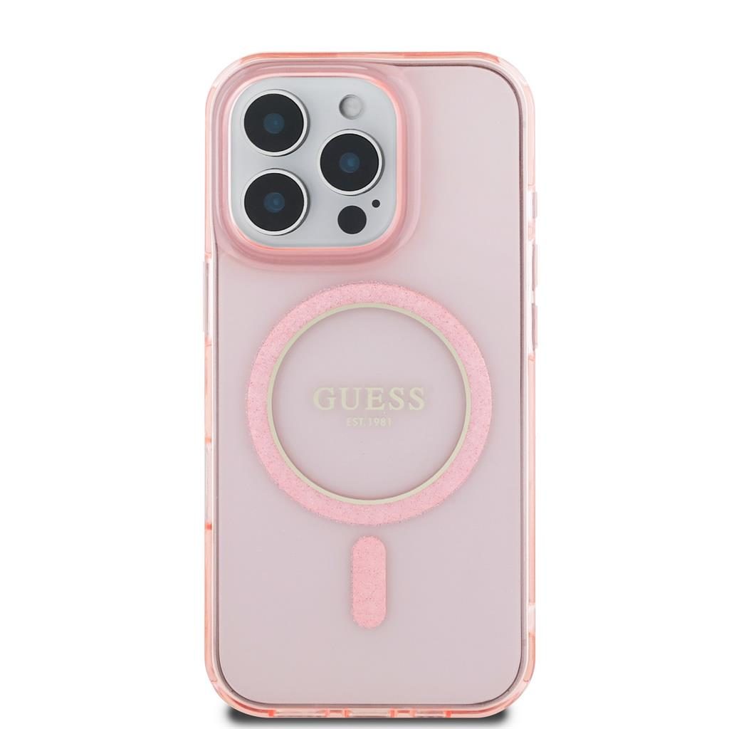 Apple iPhone 16 Pro Max Guess IML Glitter Ring MagSafe tok (Rózsaszín) - GUHMP16XHFGEREP