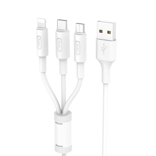 X25 3in1 kábel (microUSB + type-C + lightning), fehér