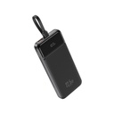 XO PR274 power bank 10000 mAh (Fekete) – digitális kijelző, PD 20W + QC 22.5W, 3 beépített kábel (2× USB-C, 1× Lightning)