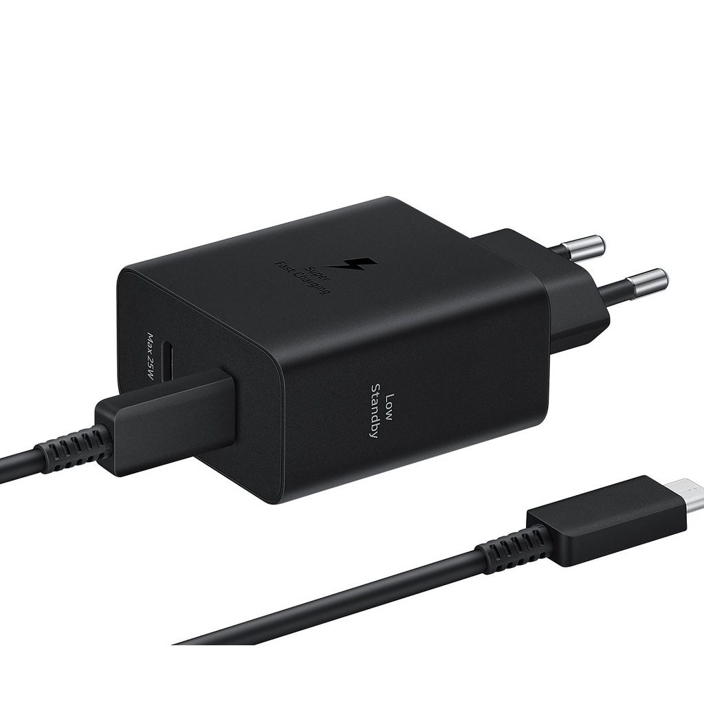 Samsung PD Dual USB-C hálózati gyorstöltő 50W + USB-C kábel (Fekete)