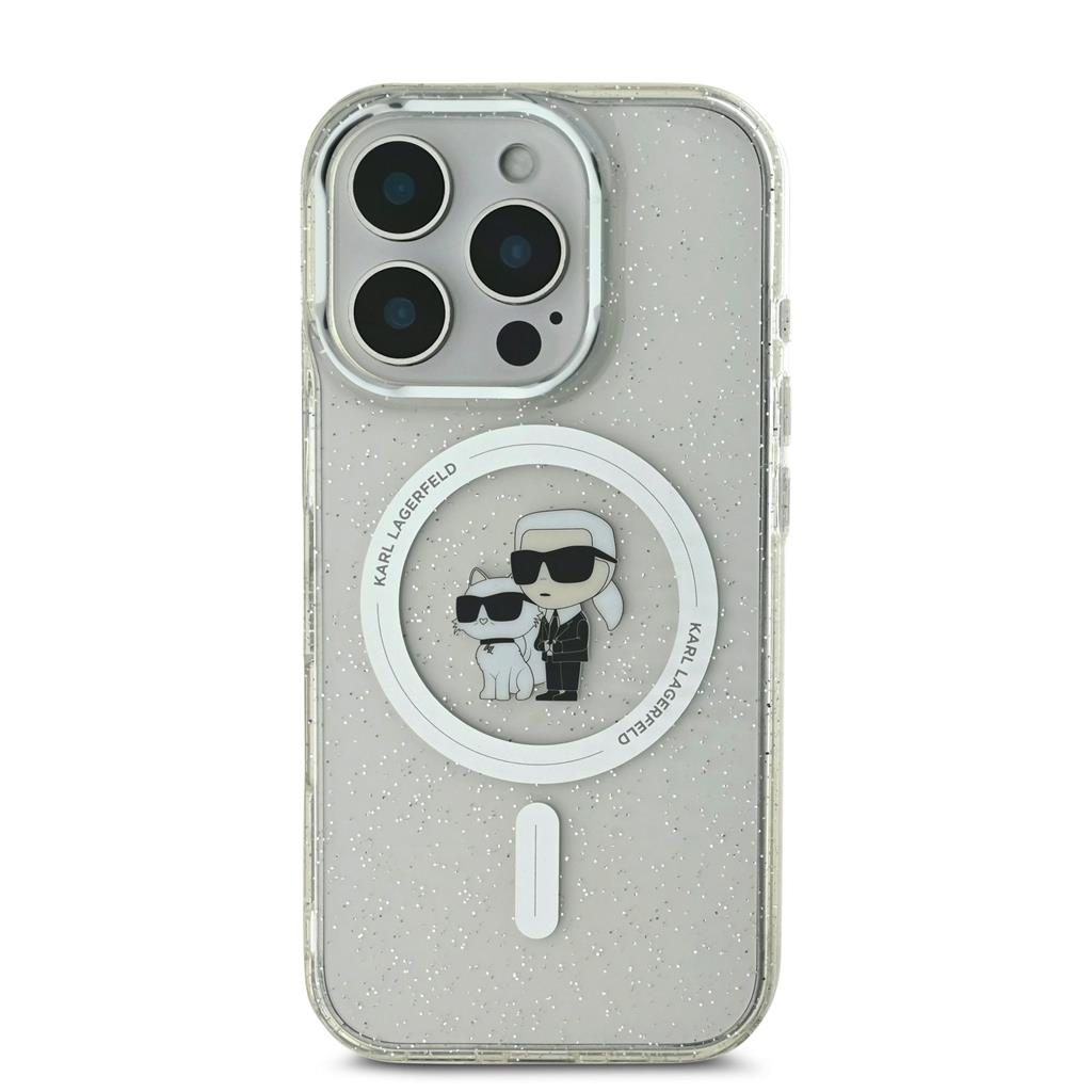 Apple iPhone 16 Pro Max Karl Lagerfeld IML Glitter Karl and Choupette MagSafe tok (Átlátszó) - KLHMP16XHGKCNOT