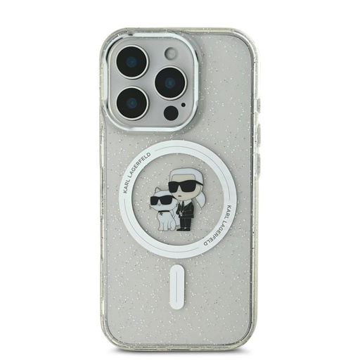 Apple iPhone 16 Pro Max Karl Lagerfeld IML Glitter Karl and Choupette MagSafe tok (Átlátszó) - KLHMP16XHGKCNOT