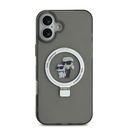 Apple iPhone 16 Karl Lagerfeld Ringstand Karl and Choupette MagSafe tok (Fekete) - KLHMP16SHMRSKCK