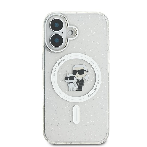 Apple iPhone 16 Karl Lagerfeld IML Glitter Karl and Choupette MagSafe tok (Átlátszó) - KLHMP16SHGKCNOT