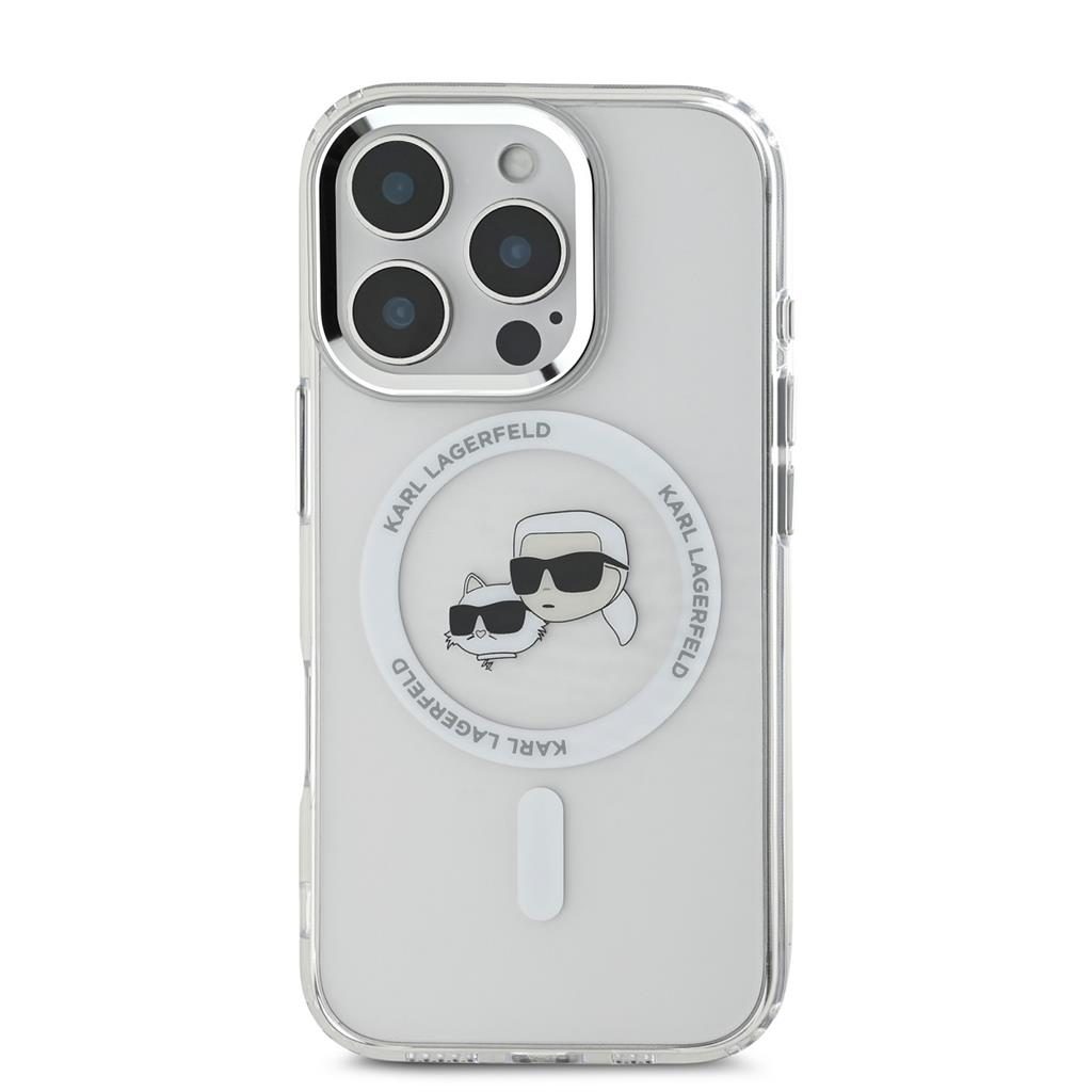 Apple iPhone 16 Pro Max Karl Lagerfeld IML K&CH Heads Metal Frame MagSafe tok (Átlátszó) - KLHMP16XHLSKCH