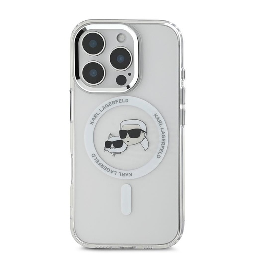 Apple iPhone 16 Pro Max Karl Lagerfeld IML K&CH Heads Metal Frame MagSafe tok (Átlátszó) - KLHMP16XHLSKCH