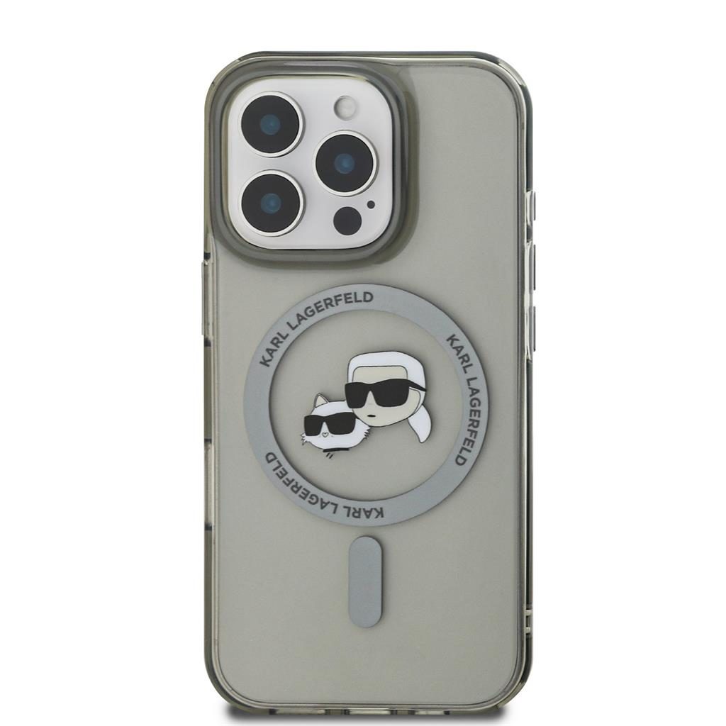 Apple iPhone 16 Pro Max Karl Lagerfeld IML K&CH Heads Metal Frame MagSafe tok (Fekete) - KLHMP16XHLSKCK
