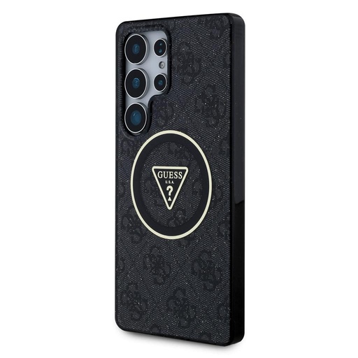 Samsung Galaxy S25 Ultra Guess IML 4G Glitter MagSafe tok – Triangle Logo (Fekete) - GUHMS25LHG4PRTGK