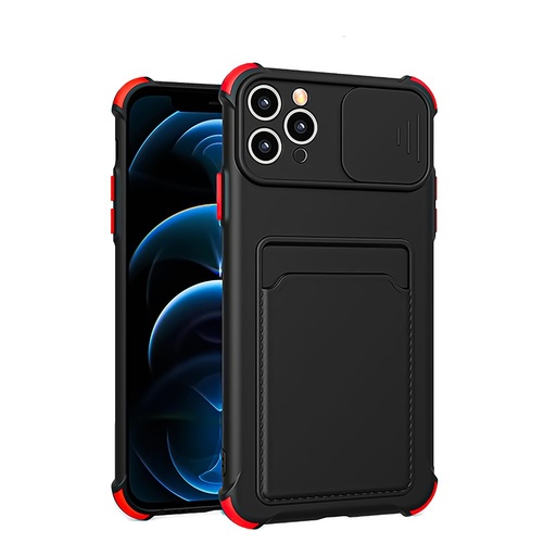 Samsung Galaxy A21S colored buttons ütésálló hátlap tok, (Fekete)