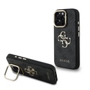 Apple iPhone 16 Pro Max Guess PU 4G Metal Logo Stand Camera Frame tok (Fekete) - GUHCP16XPCS4GP4K