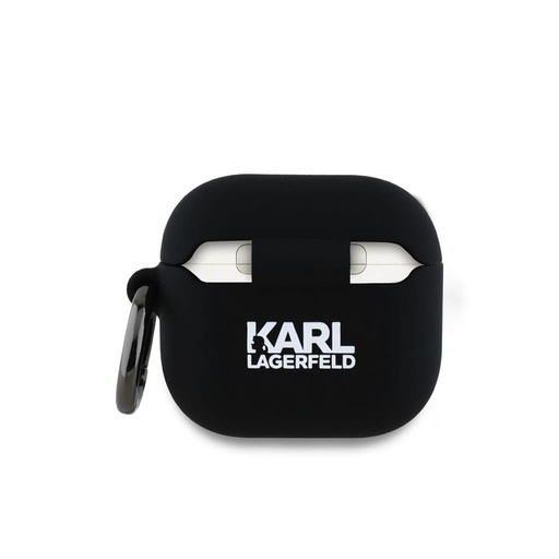 Apple AirPods 4 Karl Lagerfeld 3D Logo NFT Karl and Choupette Silicone tok (Fekete) - KLA4RUNKC
