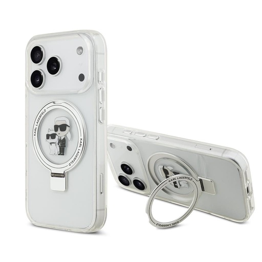 Apple iPhone 17 Pro Karl Lagerfeld Ringstand Karl and Choupette MagSafe tok (Fehér) - KLHMP17LHMRSKCH