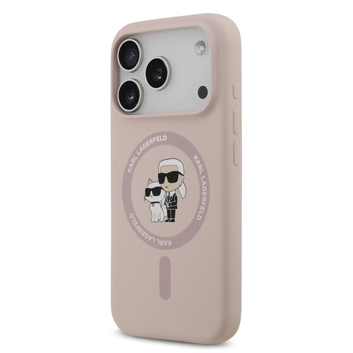 Karl Lagerfeld Liquid Silicone Karl and Choupette MagSafe tok iPhone 17 Pro (Rózsaszín) - KLHMP17LSCMKCRHP