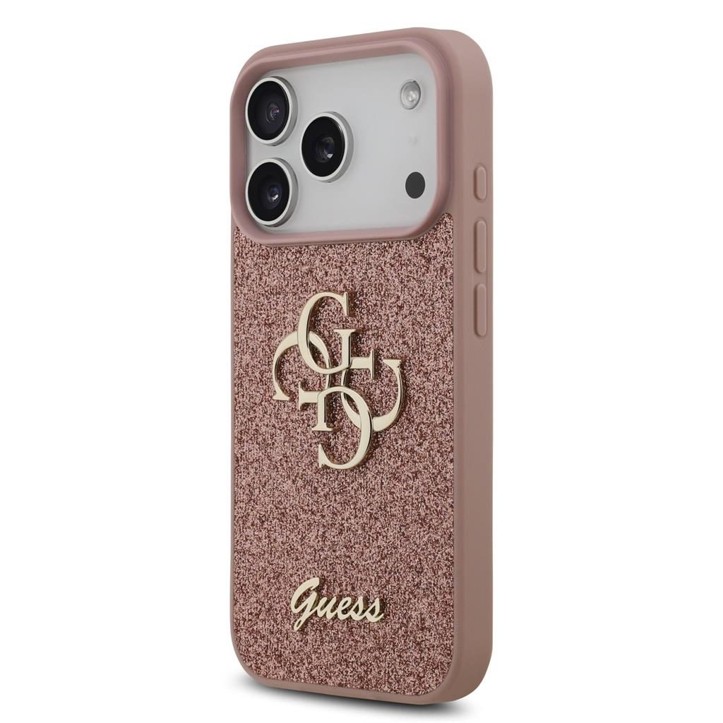 Guess PU Fixed Glitter 4G Metal Logo tok iPhone 17 Pro (Rózsaszín) - GUHCP17LHG4SGP