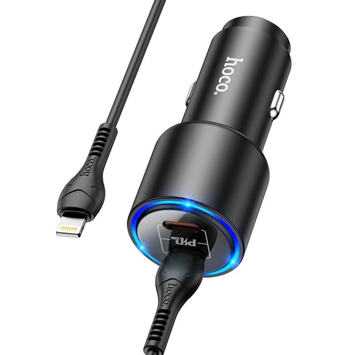 Hoco NZ3 PD 3.0 autós gyorstöltő ( 2 USB-C port, lightning kábel), PD 40W, fekete