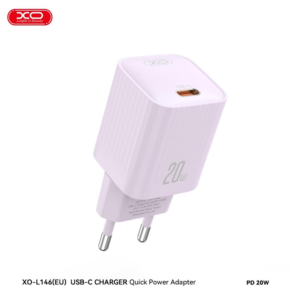 XO L146 PD 20W gyorstöltő (Lila) – USB-C csatlakozó