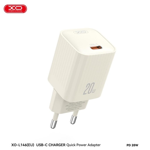 XO L146 PD 20W gyorstöltő (Bézs) – USB-C csatlakozó