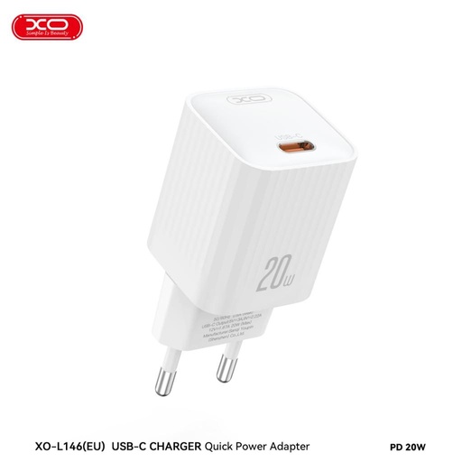 XO L146 PD 20W gyorstöltő (Fehér) – USB-C csatlakozó