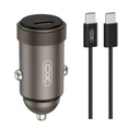 XO CC70 autós töltő PD 30W 1×USB-C + USB-C – USB-C kábel (Fekete)