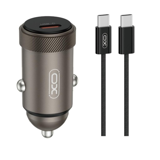 XO CC70 autós töltő PD 30W 1×USB-C + USB-C – USB-C kábel (Fekete)