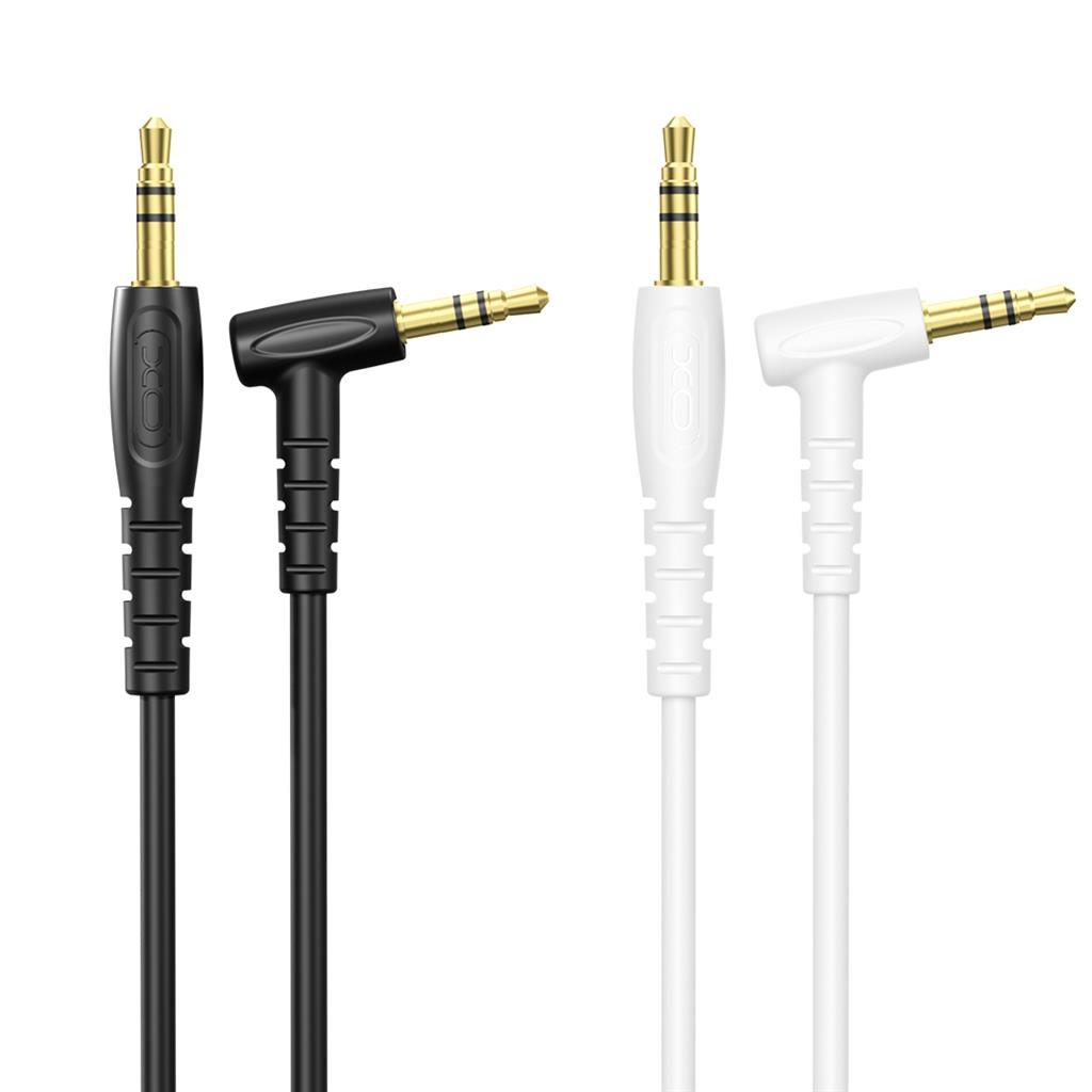 XO NB-R272 3,5 mm – 3,5 mm könyökcsatlakozós audio kábel (Fehér) - 1,0 m