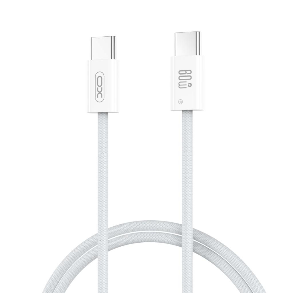 XO NB-Q273 USB-C–USB-C adatkábel (Fehér) – 60W, fonott kivitel