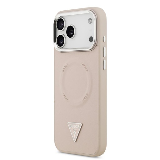Guess PU Leather Triangle Logo MagSafe iPhone 17 Pro (Rózsaszín)