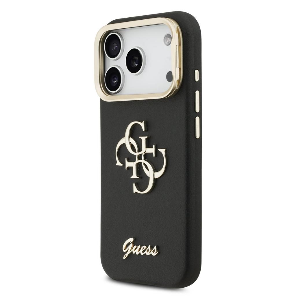 Guess PU Grained 4G Logo Stand Camera Frame iPhone 17 Pro (Fekete)